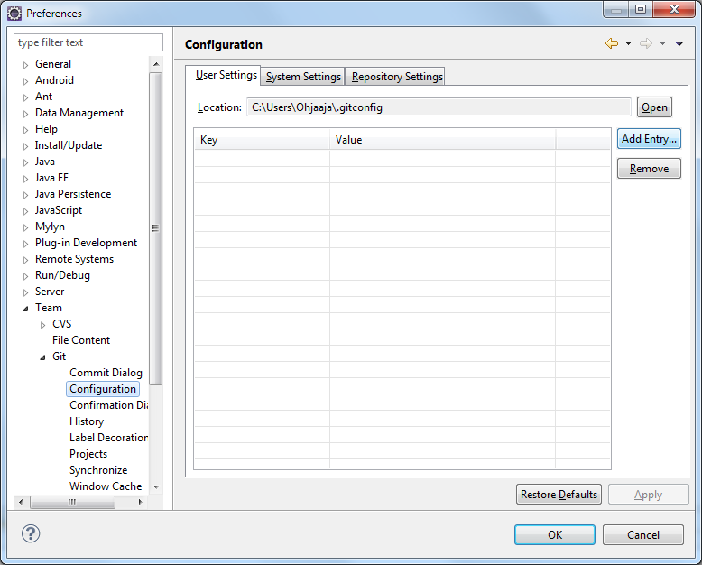 EGit Configuration